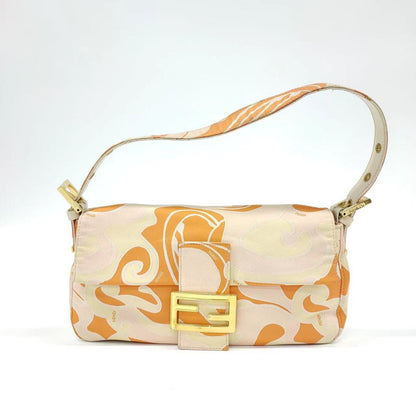 FENDI Baguette Orange Multicolor Silk with Psychedelic prints