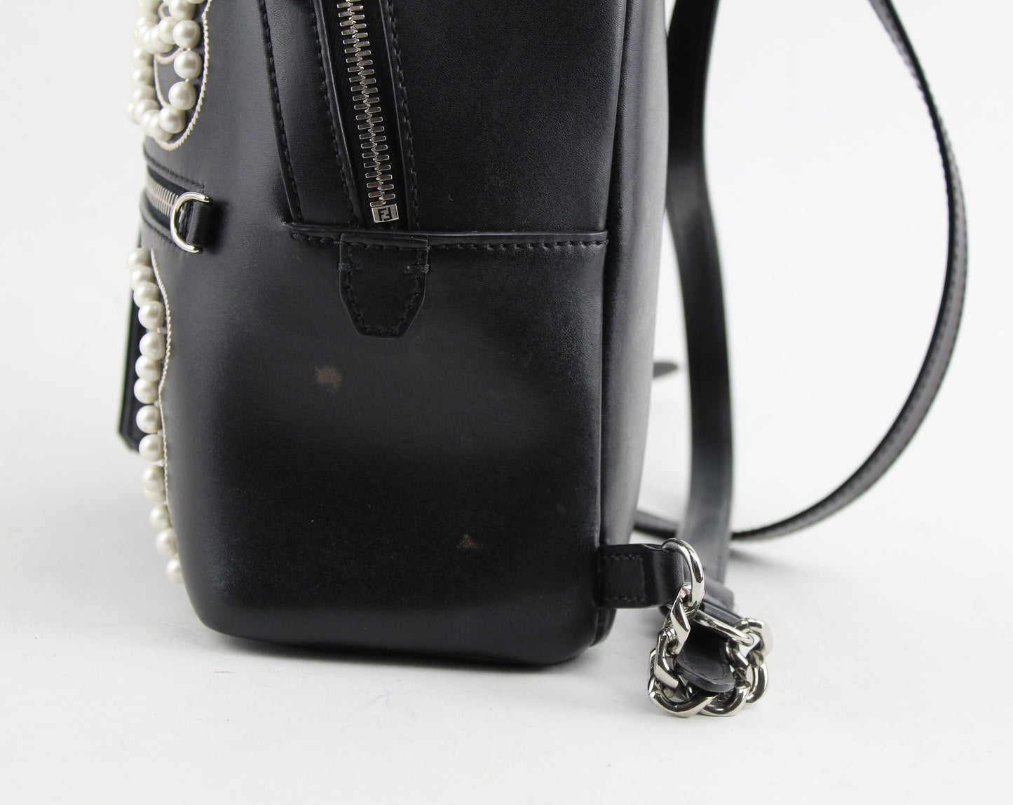 FENDI MINI PEARL BOW LEATHER BACKPACK