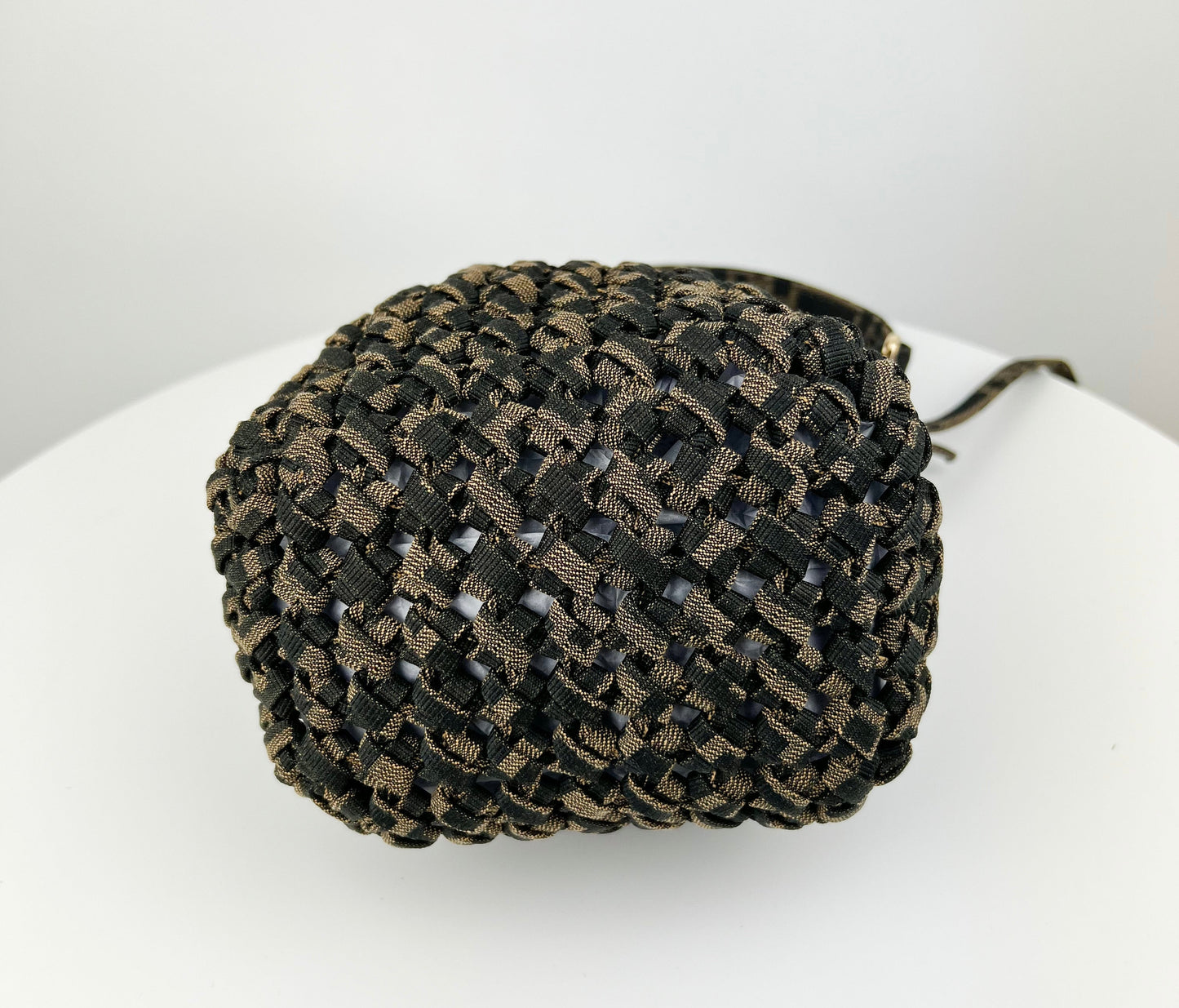 Fendi Mon Tresor bucket bag jacquard fabric interlace mini bag