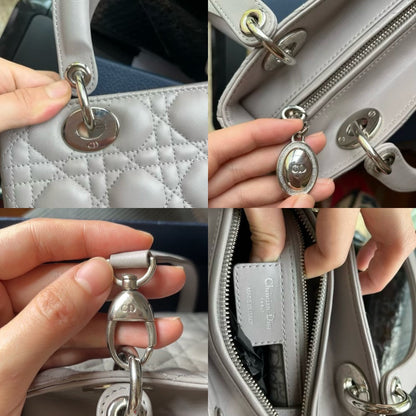 Lady Dior Grey Cannage Leather Medium with strap