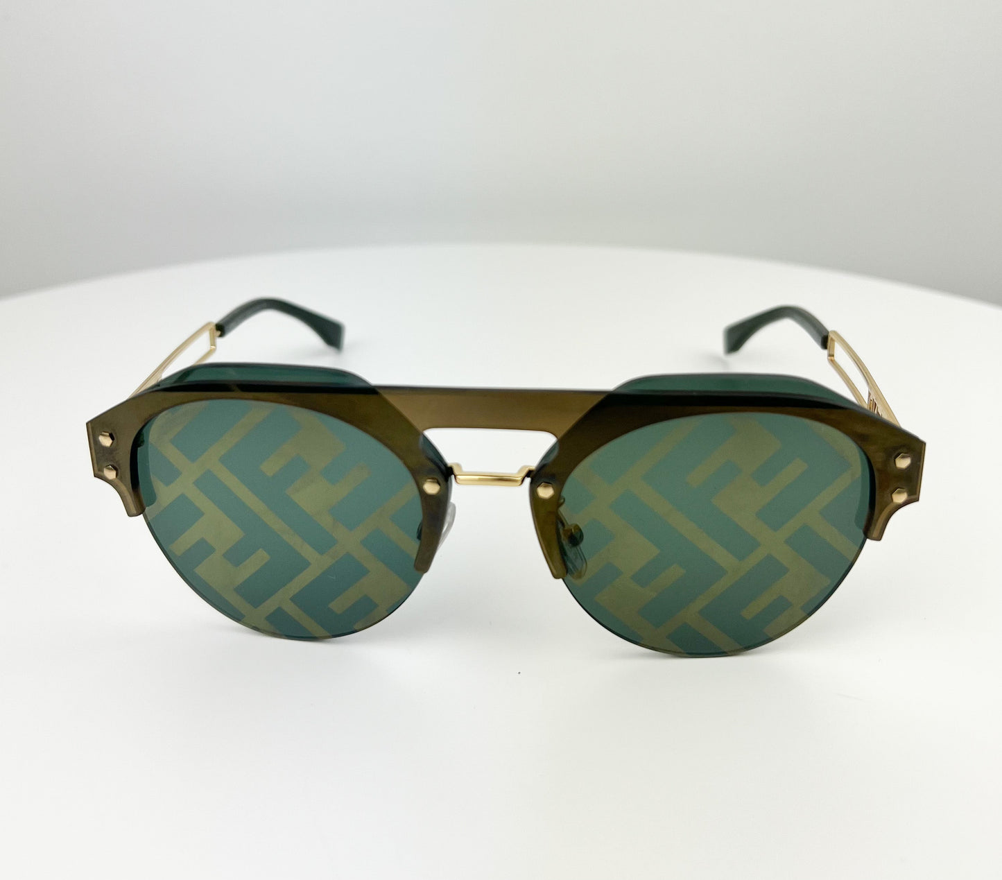 Fendi Brown Aviator Style With Fendi Monogram Lens