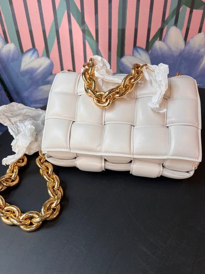 Bottega Veneta Chain Cassete Ecru with gold chain