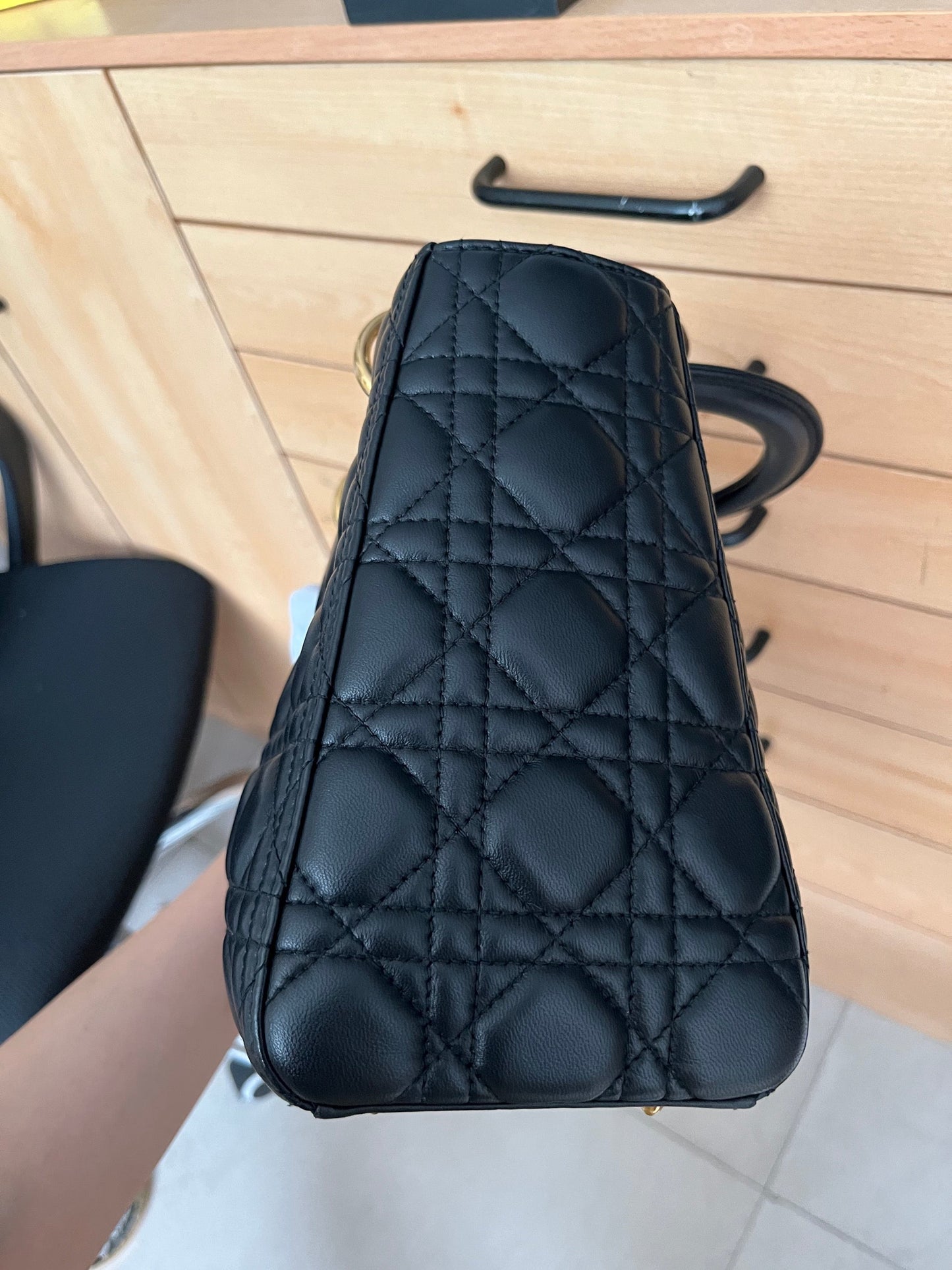 Lady Dior Medium Black Cannage Lambskin Leather with gold hardware