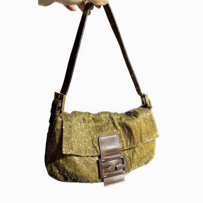 Fendi Baguette Golden Brown beads Glitter