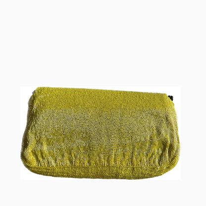 Fendi Baguette Bag Lemon Yellow Glitter Beads Shoulder Bag