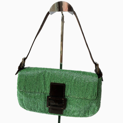 Fendi Baguette Green beads Glitter