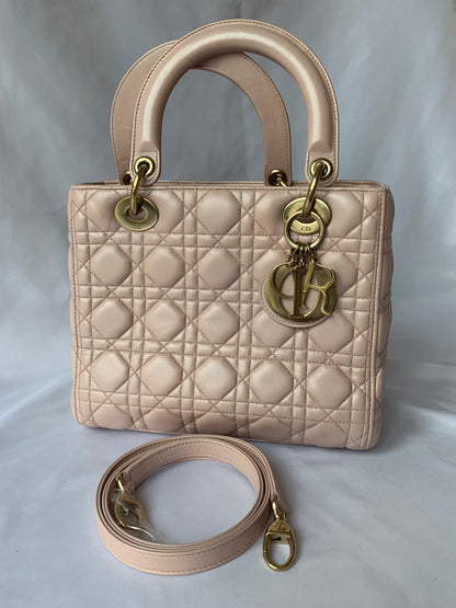 Lady Dior Pink Cannage Leather Medium