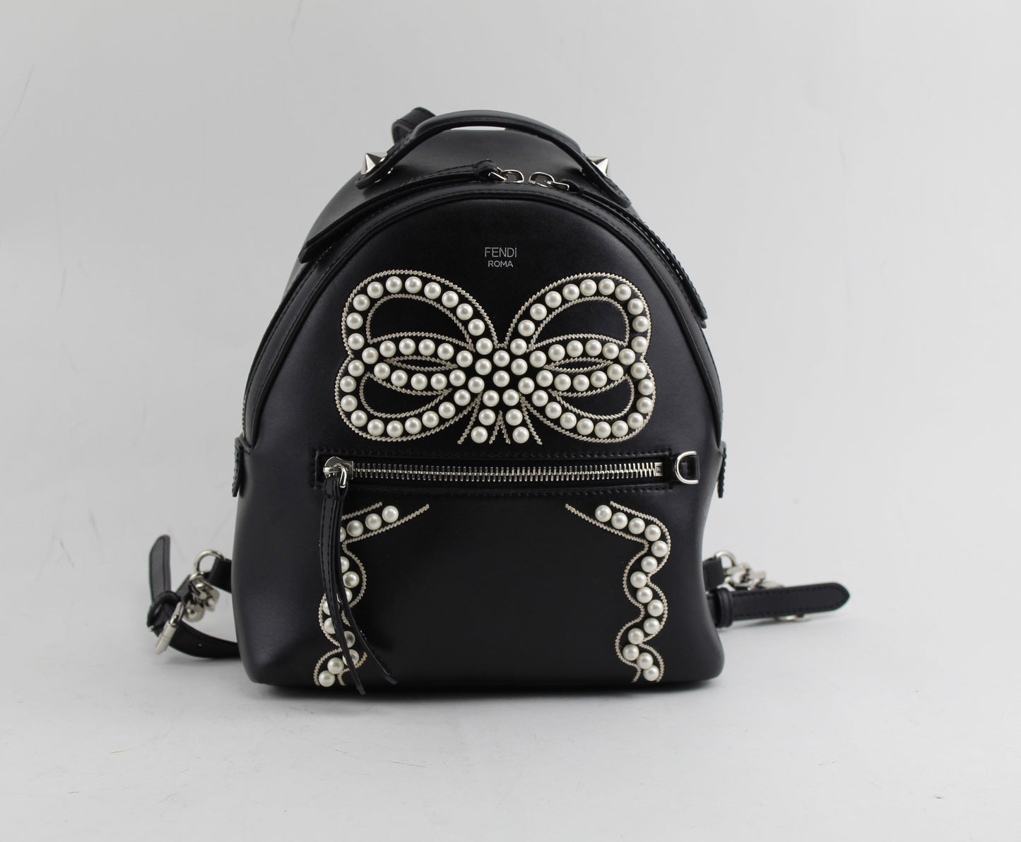 FENDI MINI PEARL BOW LEATHER BACKPACK