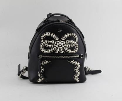 FENDI MINI PEARL BOW LEATHER BACKPACK