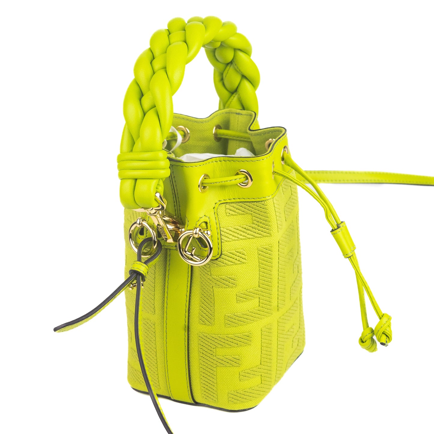 Fendi Mon Tresor Mini Bucket Bag In Acid Green