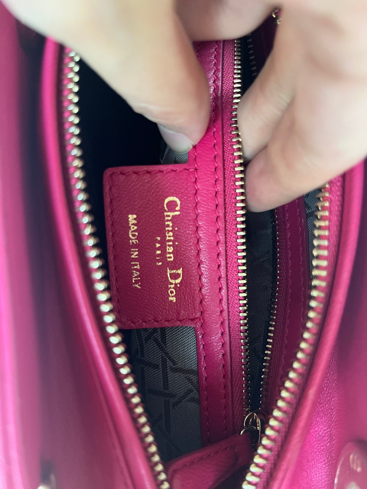 Lady Dior Hot Pink Fuchsia Cannage Leather Medium
