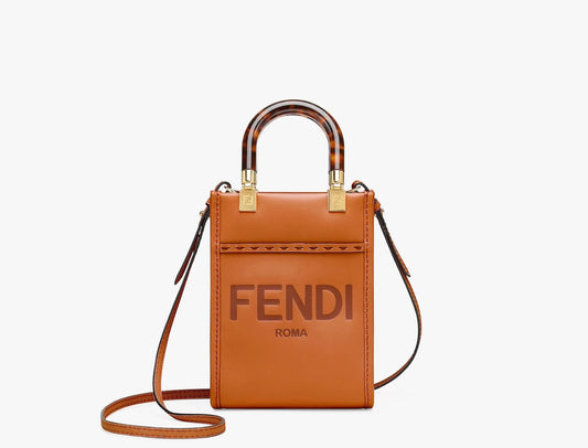 Fendi Mini Sunshine Shopper Bag Brown