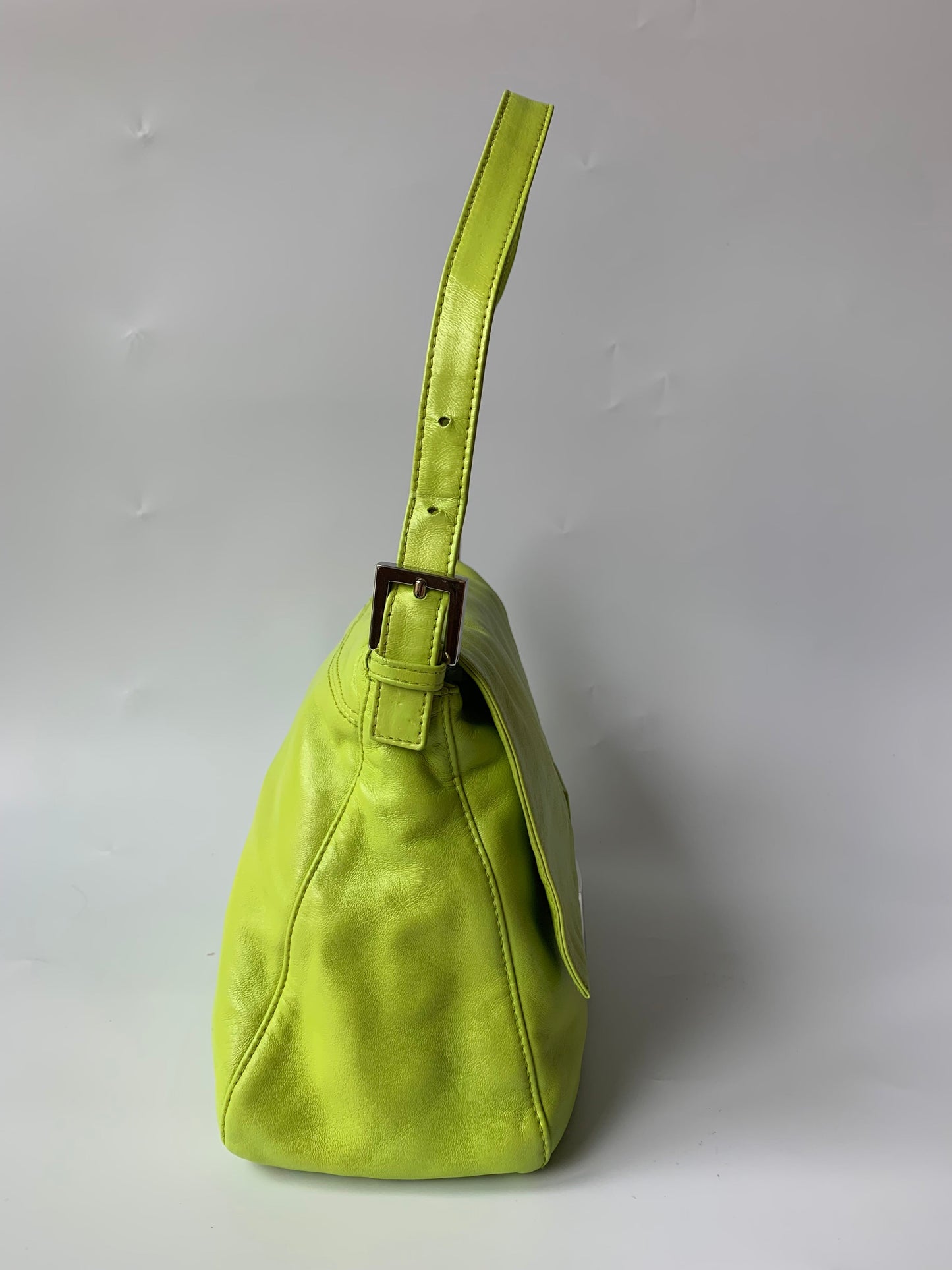 Fendi Mamma Baguette Lime green lambskin leather