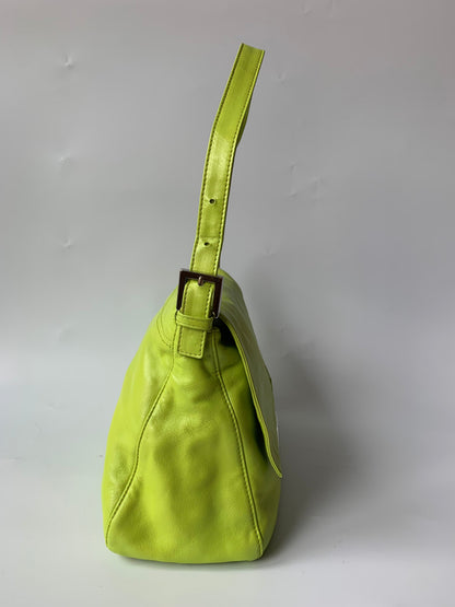 Fendi Mamma Baguette Lime green lambskin leather