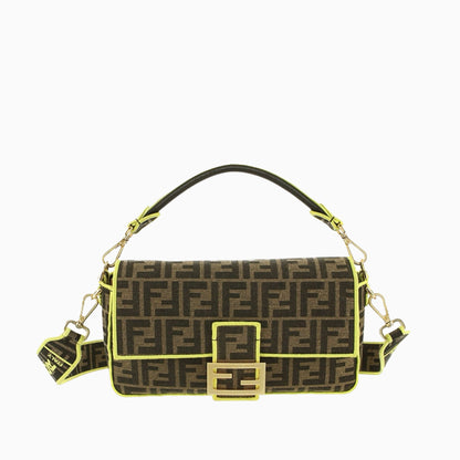 FENDI Baguette Zucca Print canvas with Neon trimming