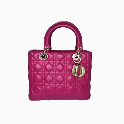 Lady Dior Medium Bag Fuchsia Cannage Leather