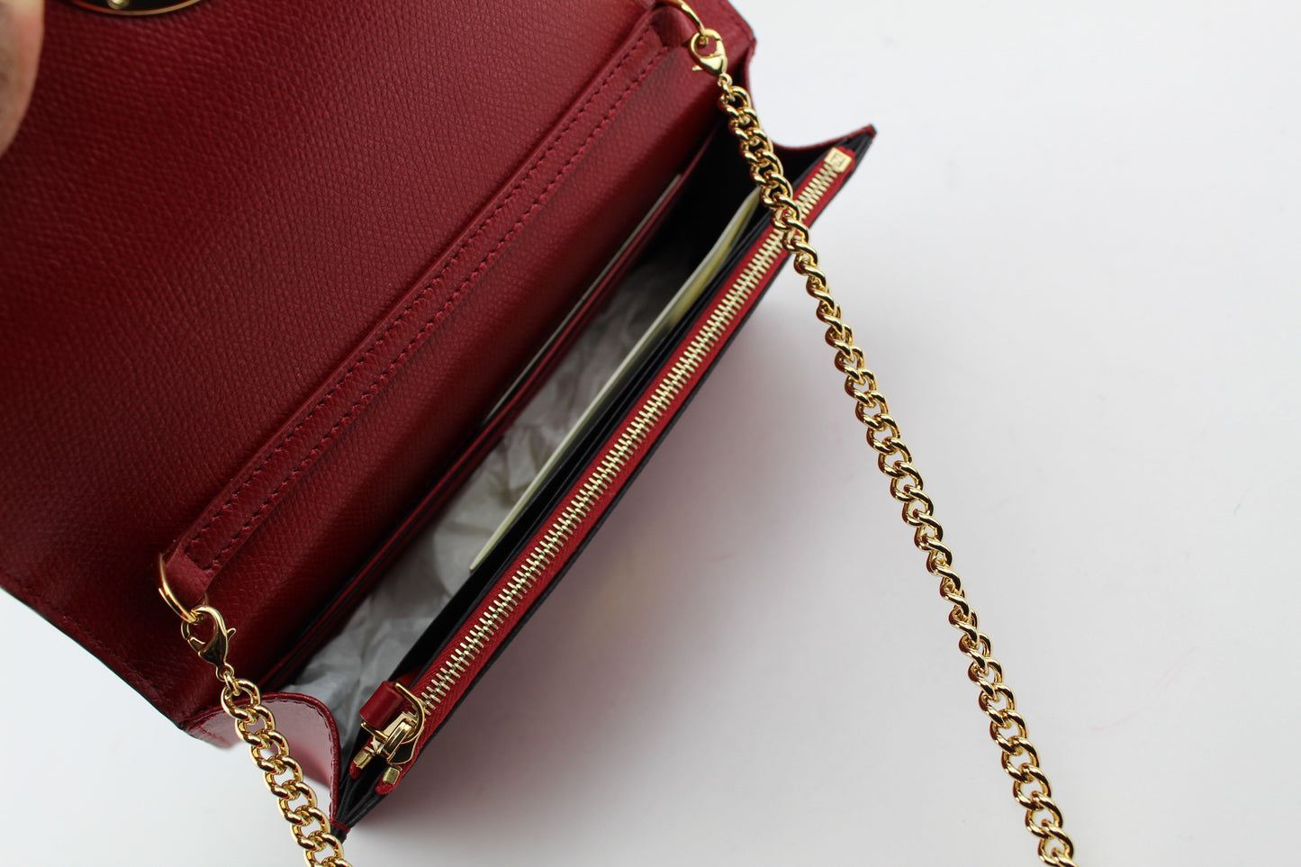 FENDI LOGO LEATHER CHAIN BAG