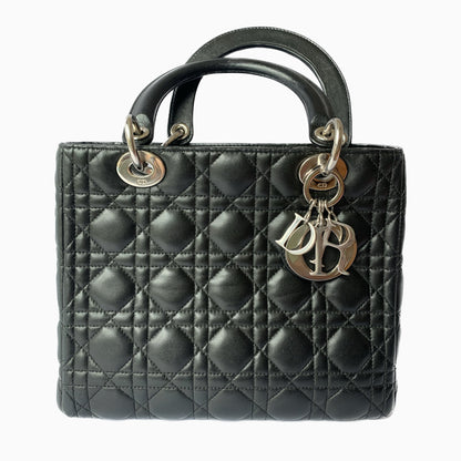 Lady Dior Medium Black Cannage Lambskin Leather