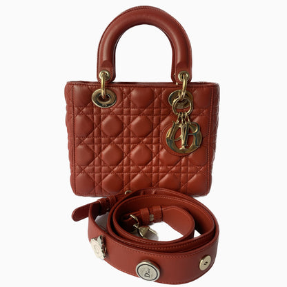 Lady Dior Small My Abcdior Red Lambskin Cannage Leather