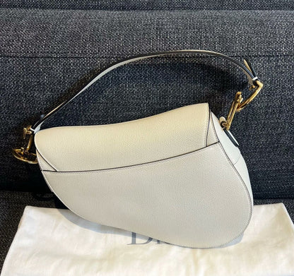 Dior Saddle White Medium Grained Leather Handbag like new