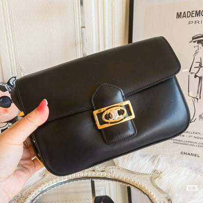 CELINE Crecy Vintage Classic Flap Black Box Leather crossbody bag