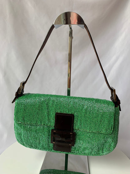 Fendi Baguette Green beads Glitter