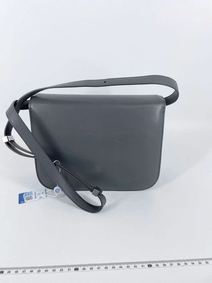 CELINE Classic Flap Grey Box Leather crossbody bag gold hardware and adjustable strap