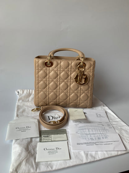 Lady Dior Medium Bag Pink Cannage Leather