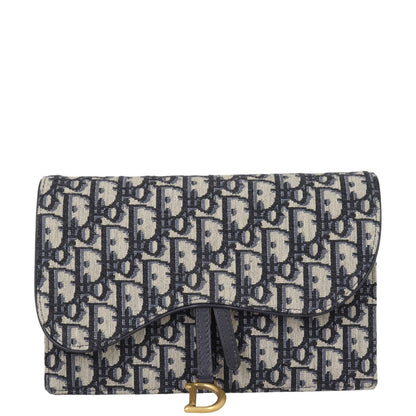 Dior Saddle Pouch Wallet on Chain Oblique