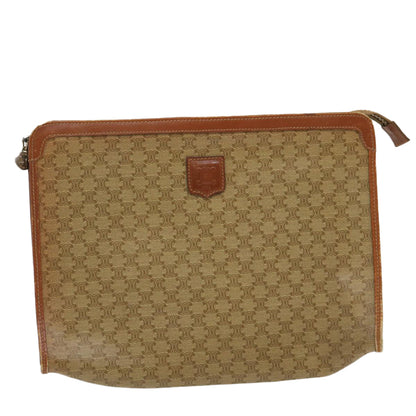 Luxury CELINE Macadam Pouch Clutch Bag PVC Leather Beige  jk1328