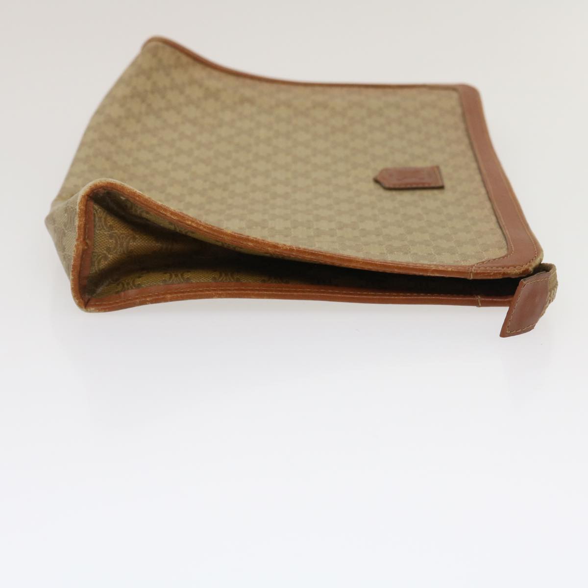 Luxury CELINE Macadam Pouch Clutch Bag PVC Leather Beige  jk1328