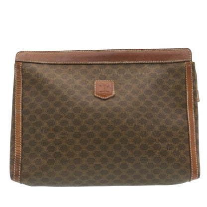 Luxury CELINE Macadam Canvas Clutch Bag PVC Leather Brown  ki1226