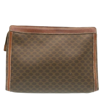Luxury CELINE Macadam Canvas Clutch Bag PVC Leather Brown  ki1226