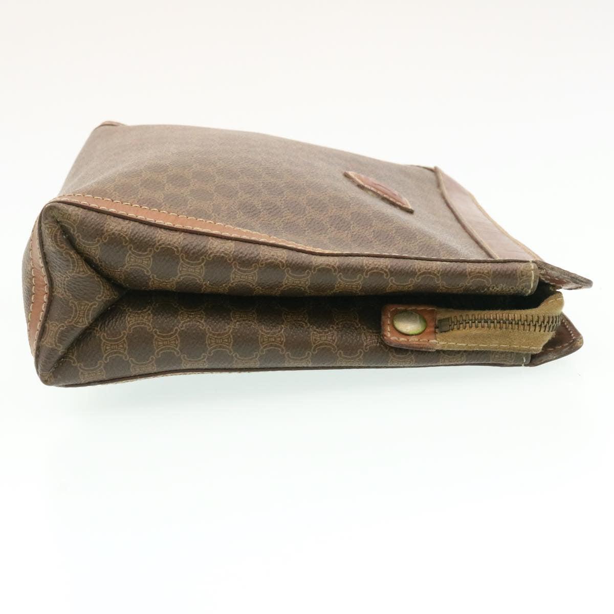 Luxury CELINE Macadam Canvas Clutch Bag PVC Leather Brown  ki1226