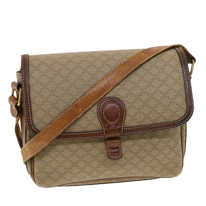 Luxury CELINE Macadam Canvas Shoulder Bag Beige  ki2254
