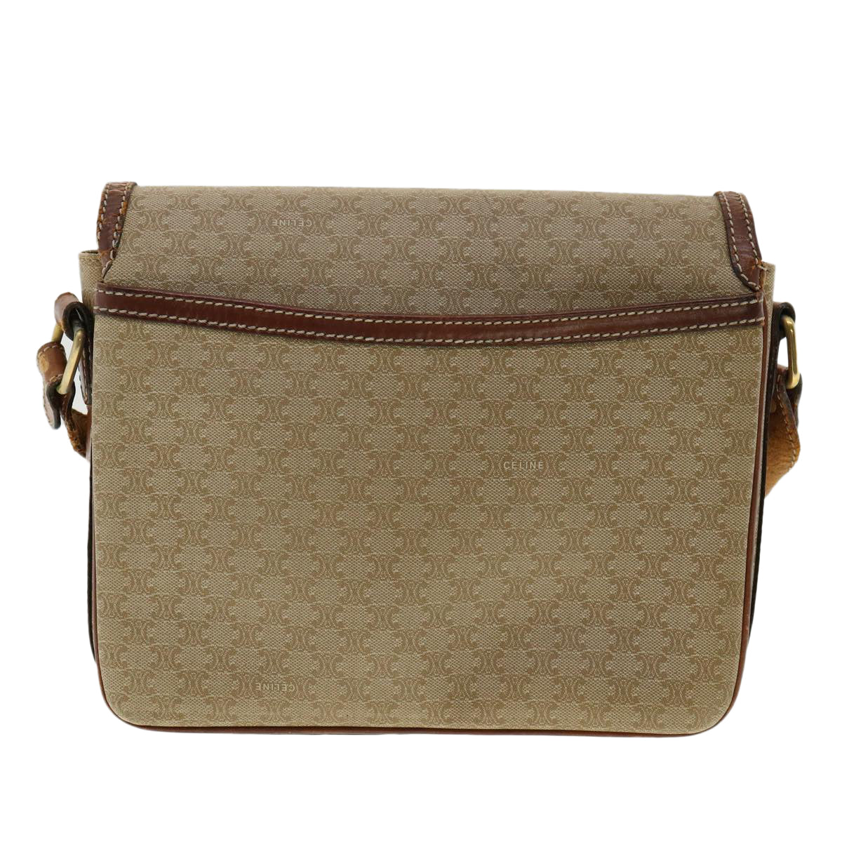 Luxury CELINE Macadam Canvas Shoulder Bag Beige  ki2254