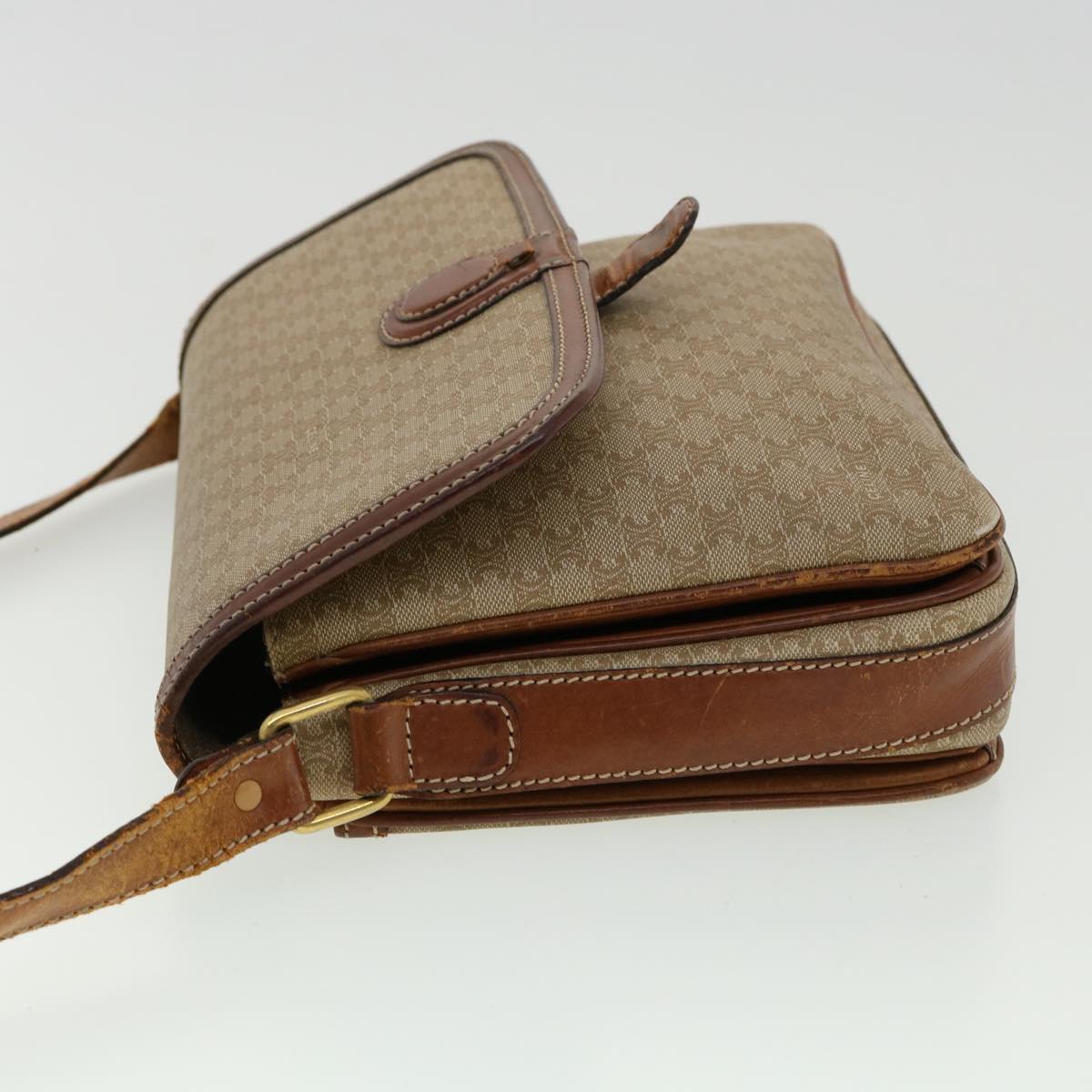 Luxury CELINE Macadam Canvas Shoulder Bag Beige  ki2254