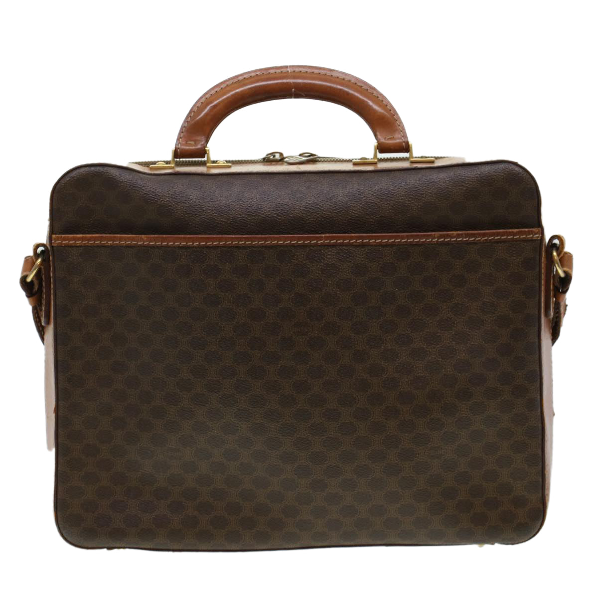 Luxury CELINE Macadam Canvas Briefcase PVC Leather 2way Brown  ki3039
