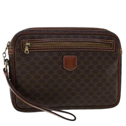 Luxury CELINE Macadam Canvas Clutch Bag PVC Leather Brown  ki3150