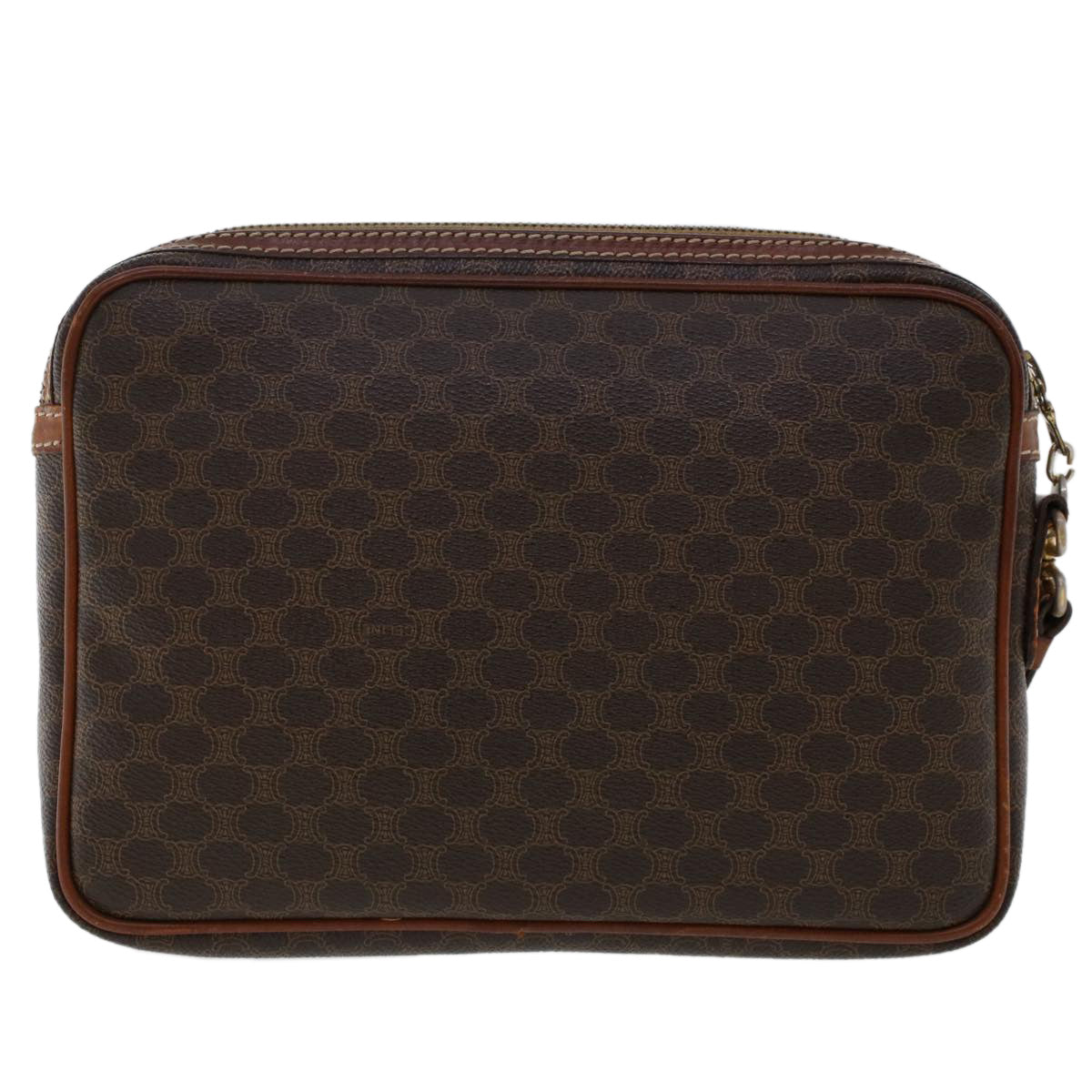 Luxury CELINE Macadam Canvas Clutch Bag PVC Leather Brown  ki3150