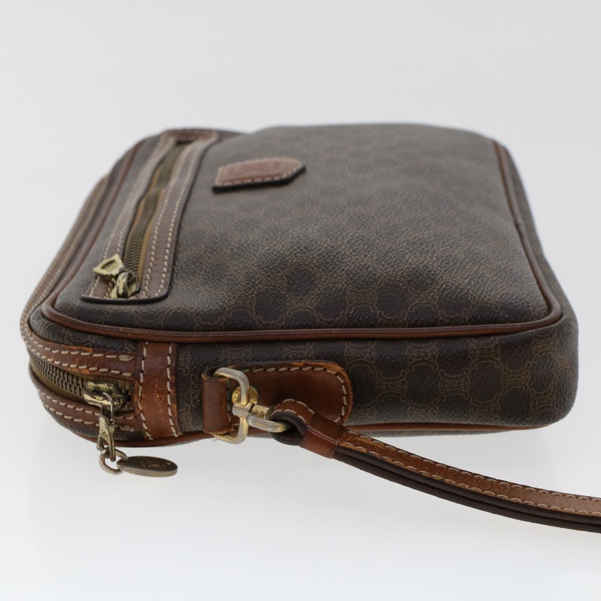 Luxury CELINE Macadam Canvas Clutch Bag PVC Leather Brown  ki3150