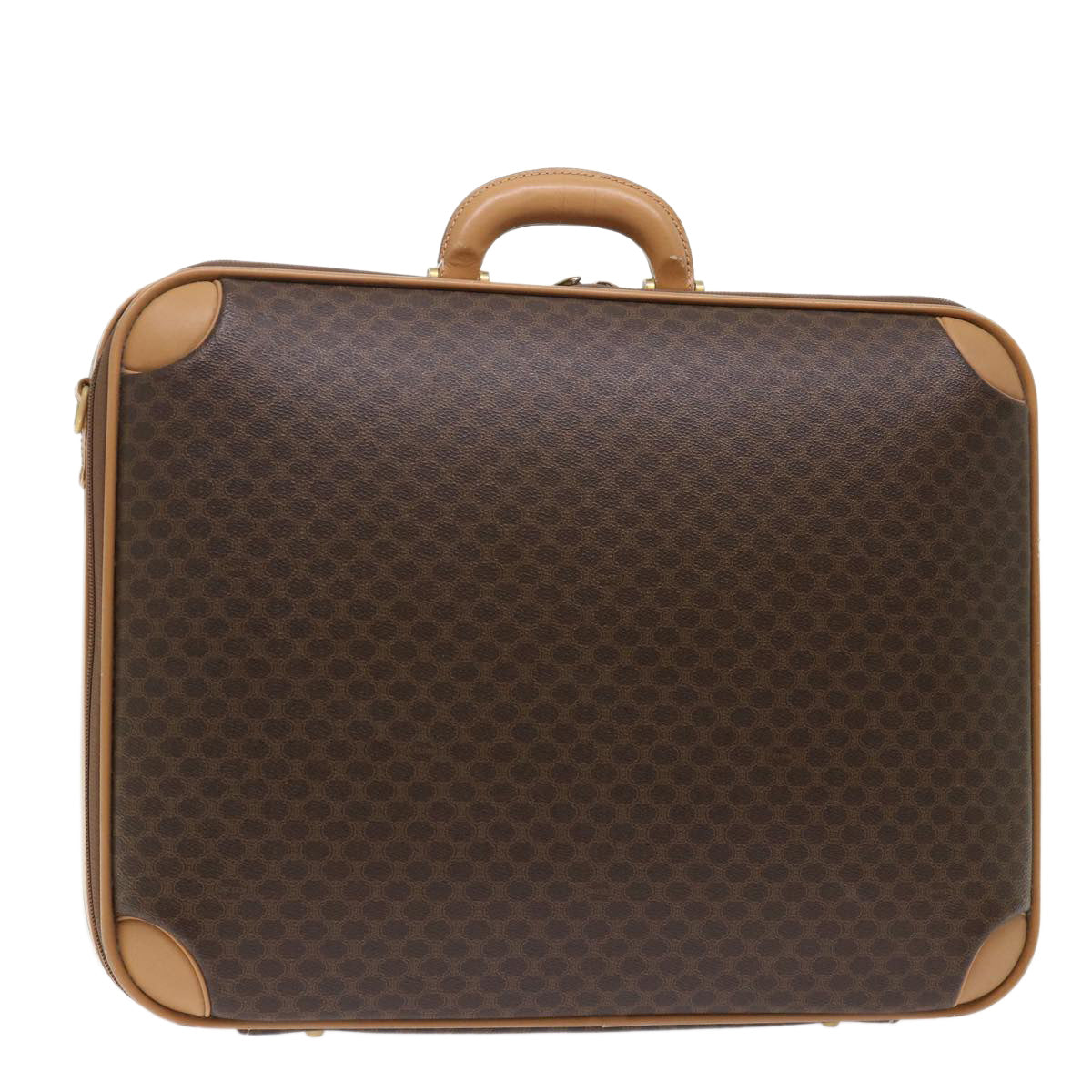 Luxury CELINE Macadam Canvas Trunk PVC Leather Brown  ki3281