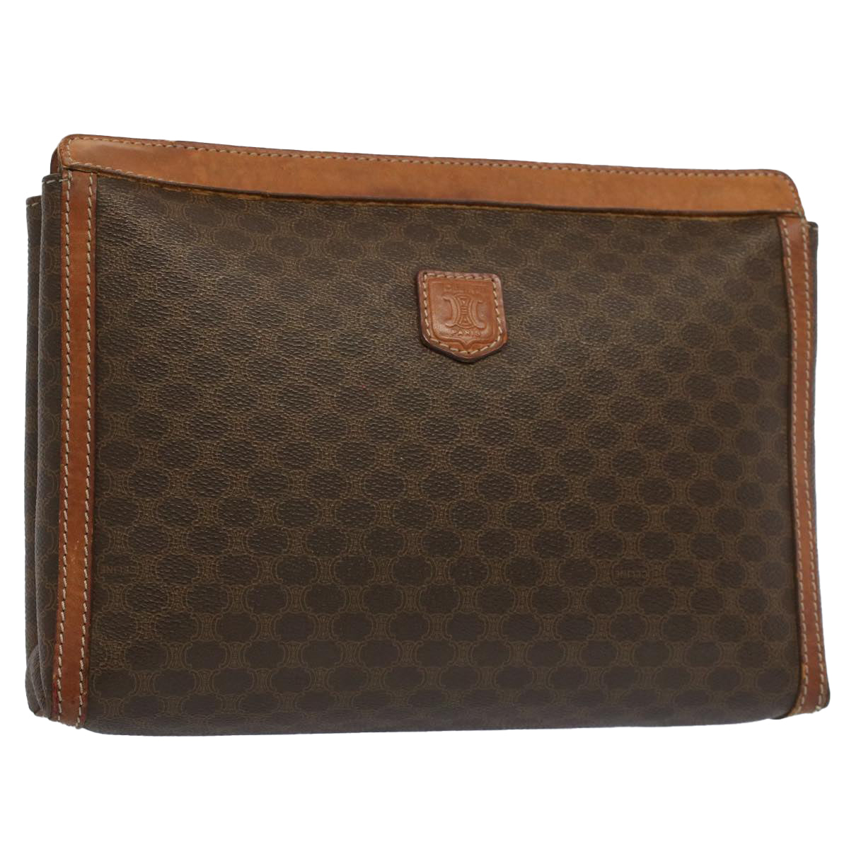 Luxury CELINE Macadam Canvas Clutch Bag PVC Leather Brown  ki3409