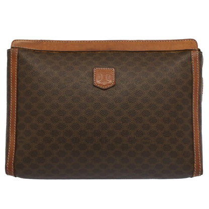 Luxury CELINE Macadam Canvas Clutch Bag PVC Leather Brown  ki3409