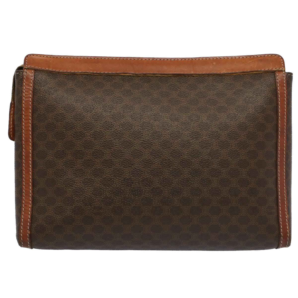 Luxury CELINE Macadam Canvas Clutch Bag PVC Leather Brown  ki3409