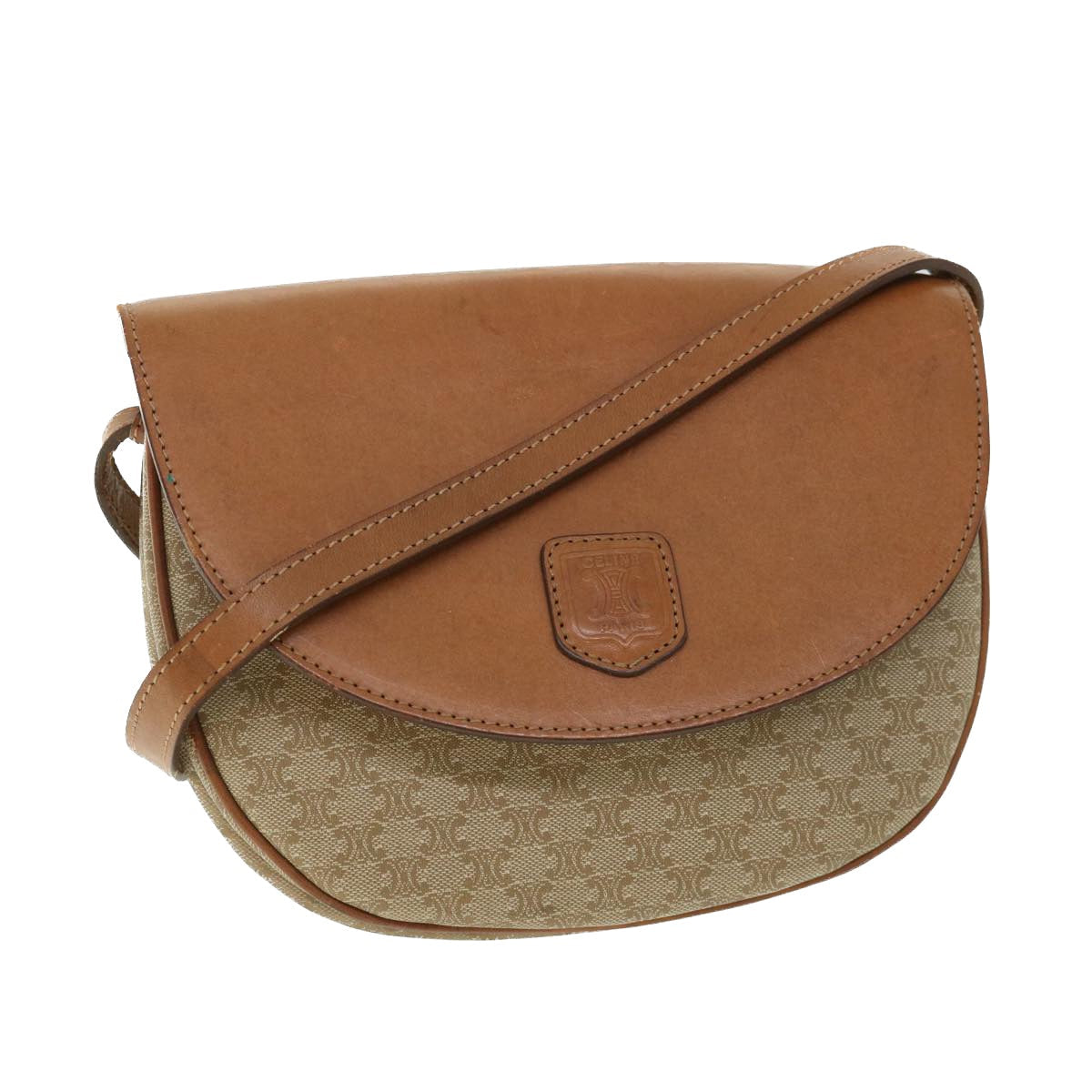 Luxury CELINE Macadam Canvas Shoulder Bag Beige  ki3429