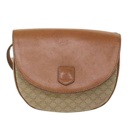 Luxury CELINE Macadam Canvas Shoulder Bag Beige  ki3429