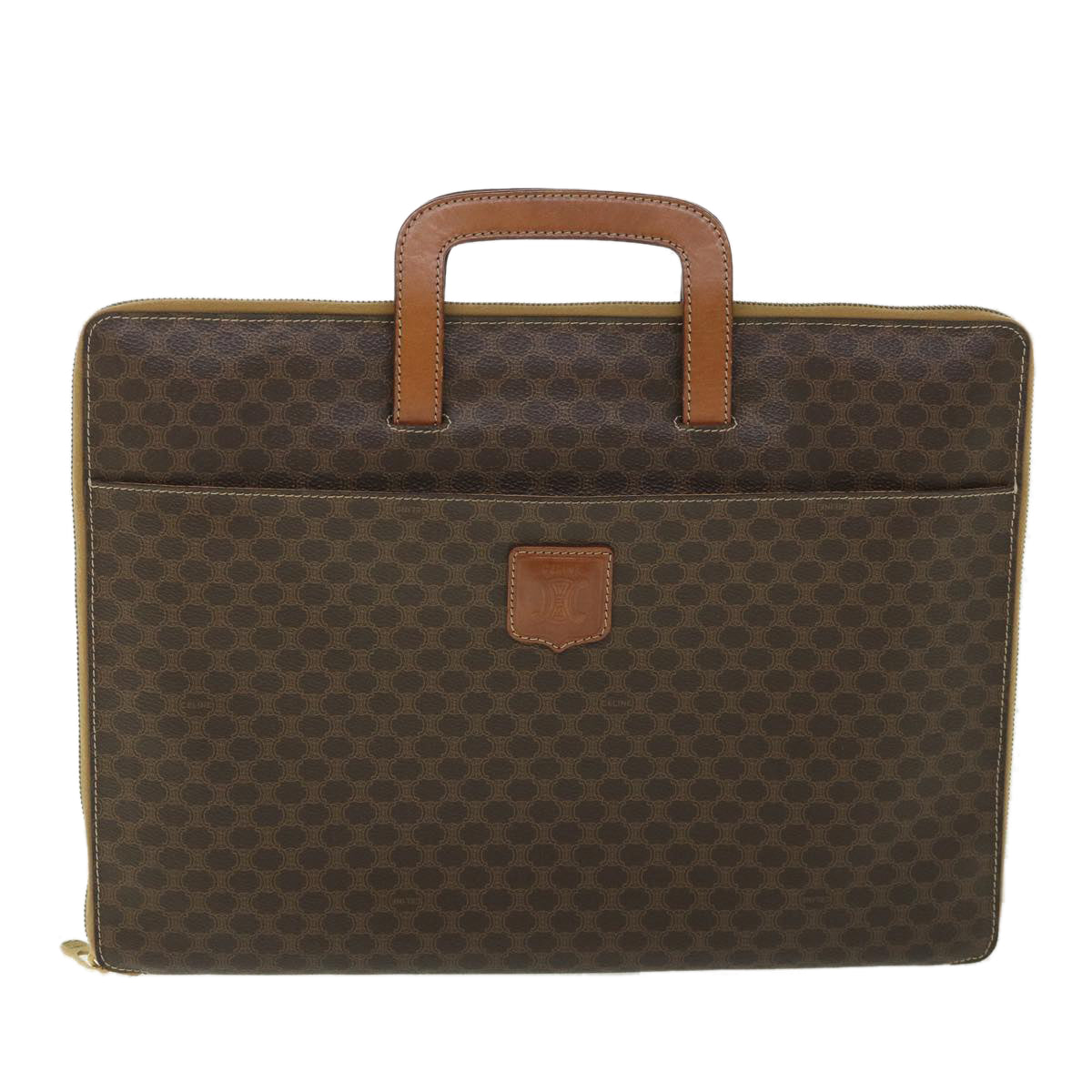 Luxury CELINE Macadam Canvas Business Bag PVC Leather Brown  ki3539