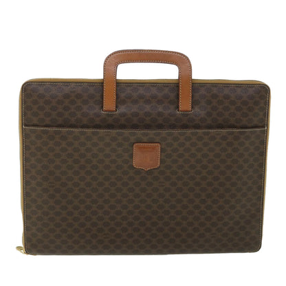 Luxury CELINE Macadam Canvas Business Bag PVC Leather Brown  ki3539