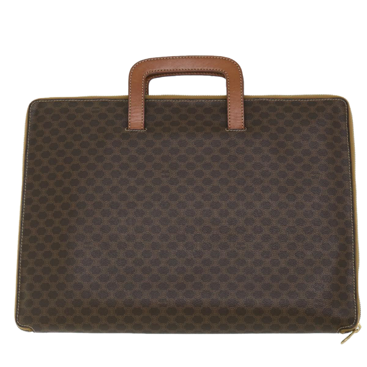 Luxury CELINE Macadam Canvas Business Bag PVC Leather Brown  ki3539
